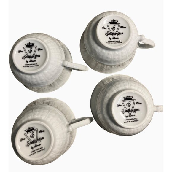 Southington Baum Golden Rhapsody Fine China Tea Coffee Cups and Saucers Set Of 4 - Picture 8 of 11
